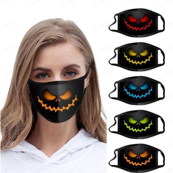 Maschera di Halloween Maschera per il viso con stampa di zucca per adulti Cartone animato Maschere di moda antiappannamento in poliestere possono essere lavate e riutilizzate Maschere di design LSK1477