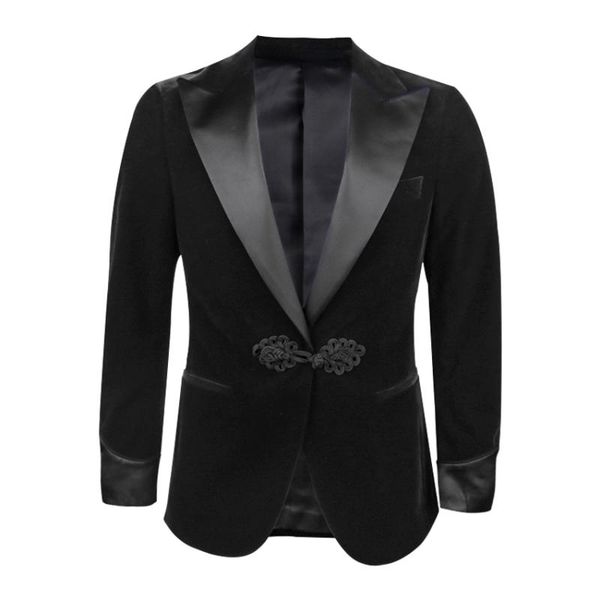 

men's suits & blazers black velvet peaked lapel groomsman jacket retro button bespoke 1 piece suit, White;black