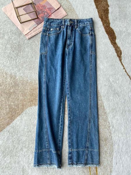 

women's jeans 2021 ladies fashion loose contrast stitching 0923, Blue