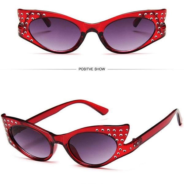 

sunglasses trendy cat eye women luruxy brand design rhinestone sun glasses fashion shaped sunglass female eyewear uv400, White;black