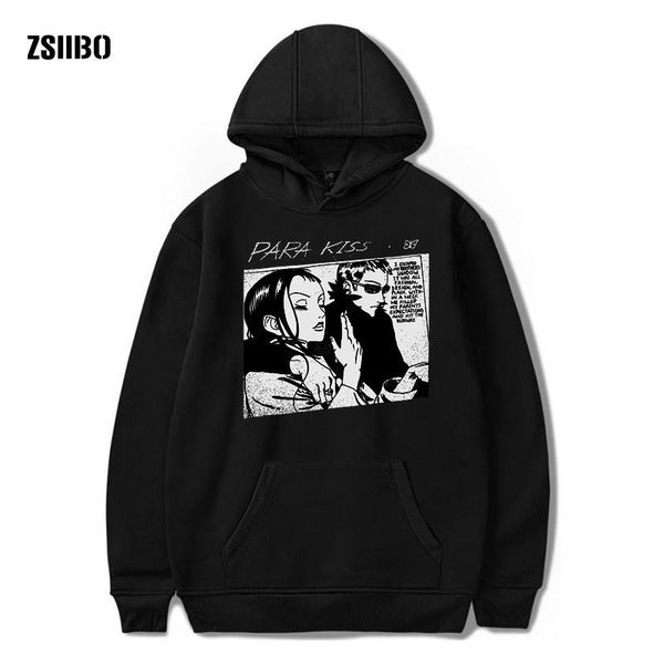 

zsiibo autumn new fashion classic para kiss printing men's paradise kiss hoodie pullover anime hooded sweatshirt diywgwy11, Black