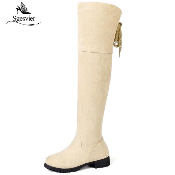 

sgesvier thigh high boots female 2020 winter boots women over the knee fashion shoes black beige riding b723