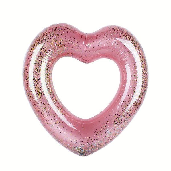 

90cm heart round sequin swimming ring woman inflatable circle swimming for pool float party toys beach swim ring play tool wmtwba