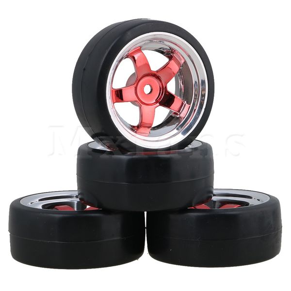 

mxfans 4pcs 12mm wheel rims and drift smooth tyres rc 1:10 for on road racing car