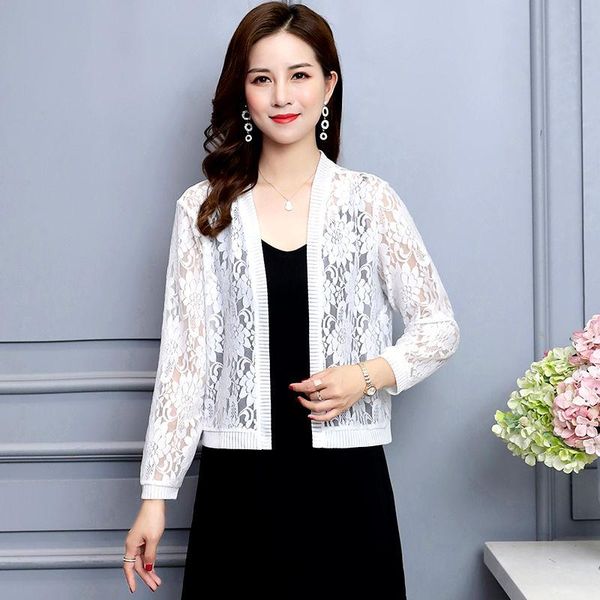 

women's jackets summer coat women lace cardigan korean plus size long sleeve shawl sunscreen outerwear sun protect ladies, Black;brown
