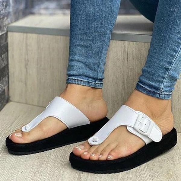 

sandals vertvie women flip flops summer fashion solid buckle flats shoes comfort casual beach plus size ladies sandals1, Black