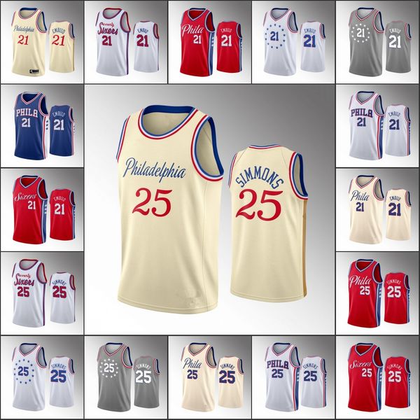 

men's philadelphia 76ers basketball joel embiid ben simmons nba 2020 jersey, Black