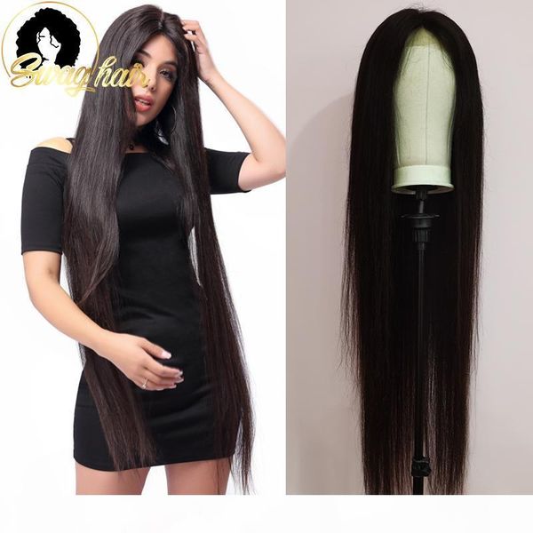 

добычу прямые волосы 4x4 lace closure парик человеческих волос 250 плотность remy бразильский pre щипковых hairline 32 34 36 38 40 long inch, Black;brown