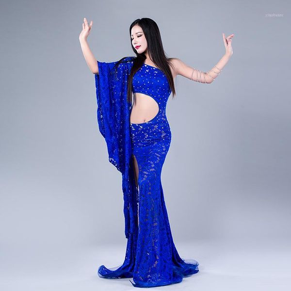 

modal performance belly dance lace elegant inclined shoulder girl dress belly dance dresses costumes comfortable1, Black;red