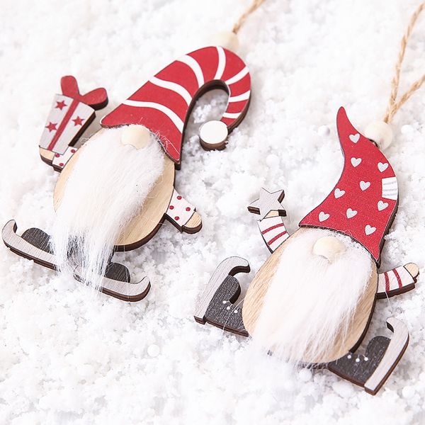 

natural wood christmas tree decoration santa claus ornaments pendant hanging gifts xmas party wedding home decor supplies 63034