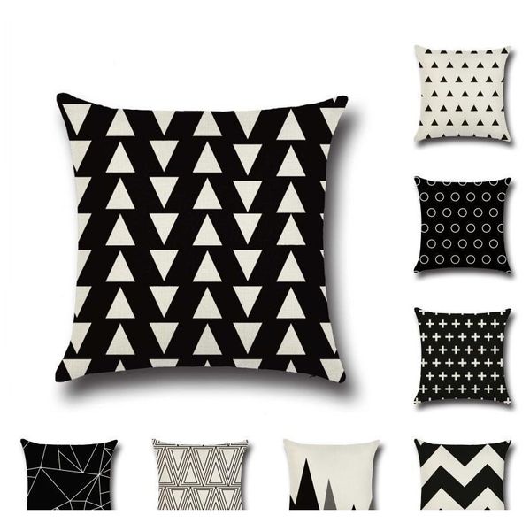 

new design christmas geometry cushion covers cotton linen black pillow cover for sofa bed nordic pillow case almofadas 45x45cm jlrmm
