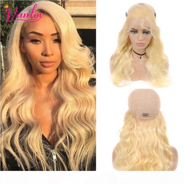 

vanlov blonde body wave wig 613 lace front human hair wigs for black women brazilian 13x4 lace wigs remy 150% density, Black;brown