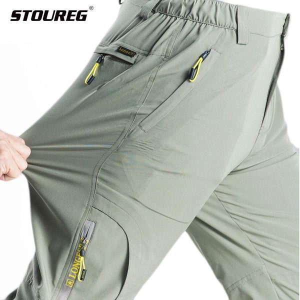 

outdoor pants summer hiking pants, quick dry waterproof men's stretch breathable elastic climbing fishing pants1, Black;green