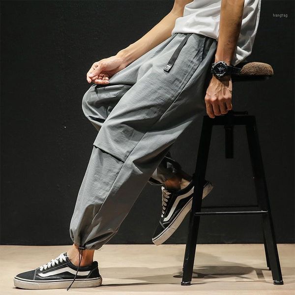 

spring and summer new men's casual pants fashion trend youth beam pants loose large size harem authentic men's clothing1, Black