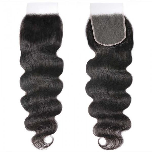 

body wave hd lace closures brazilian virgin human hair 5x5 swiss lace closure with baby hair three milddle part bleached knots natural color, Black
