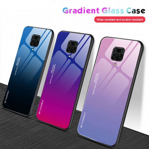 

gradient glass phone case xiaomi note 9 9pro max 9s soft silicone edge coque for redmi note9 pro colorful cover shell