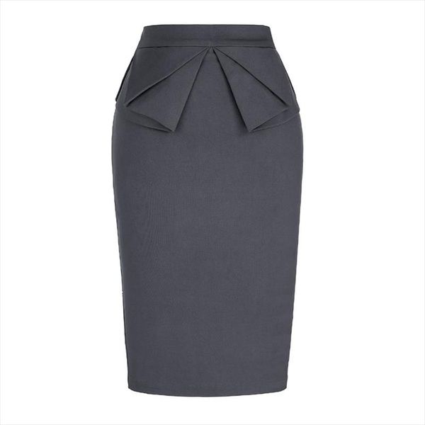 

office skirts women bow knot vintage pencil skirt summer split zipper elastic ladies skirt cotton, Black