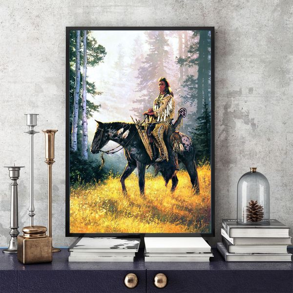 

native indian knight холст картина миротворцы плакат и распечаток картина стены искусства картины для дома гостиная украшения