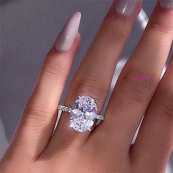 

new european and american big bare stone ring oval drill platinum zircon ring, Golden;silver