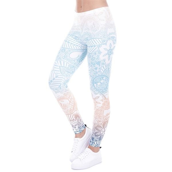 

brand leggings mandala mint print fitness legging high elasticity leggins legins trouser pants for women 201109, Black