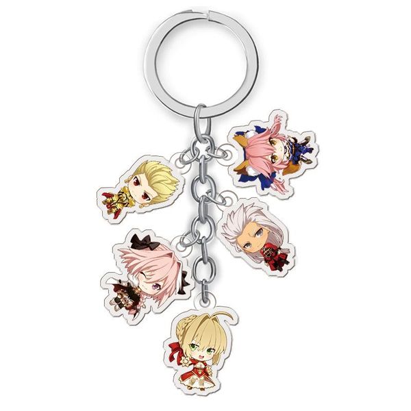 

keychains fate/stay night gilgamesh archer lancer saber tamamo no mae action figure anime model acrylic key chain pendant gifts, Silver