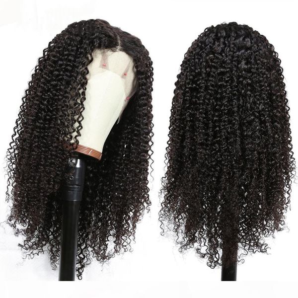 

13x6 afro kinky curly wigs with baby hair 100% brazilian vrigin hair pre plucked curly wigs for black women, Black;brown