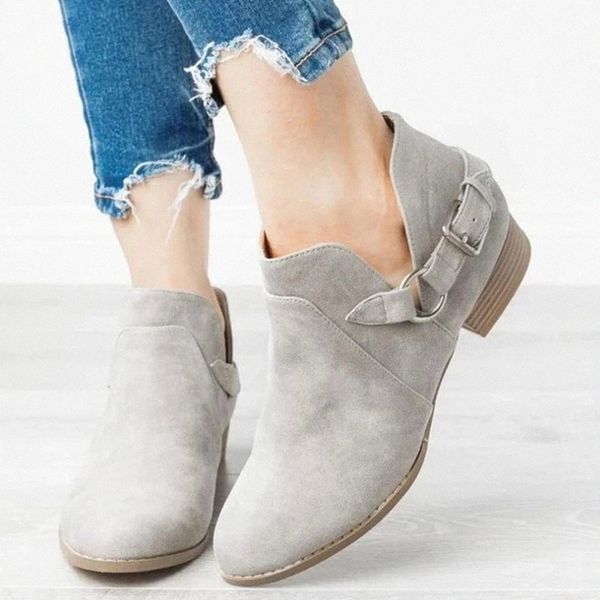 

women pointed toe square heel vintage boots women autumn shoes #ft7m, Black