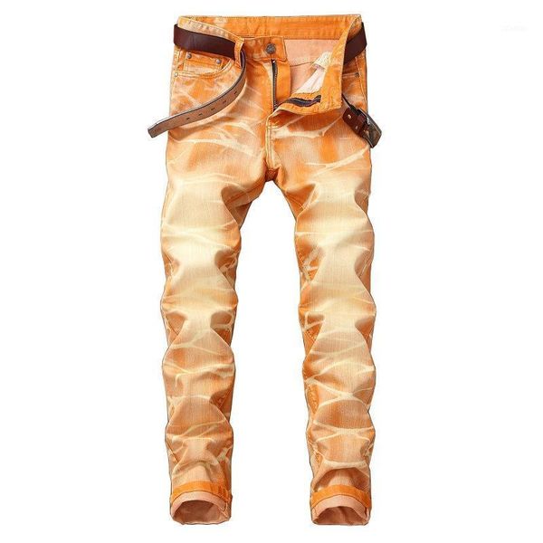 

men's jeans fashion mens biker colored red green cargo denim men hombre solid designer pleated washed scratched pants 28-421, Blue