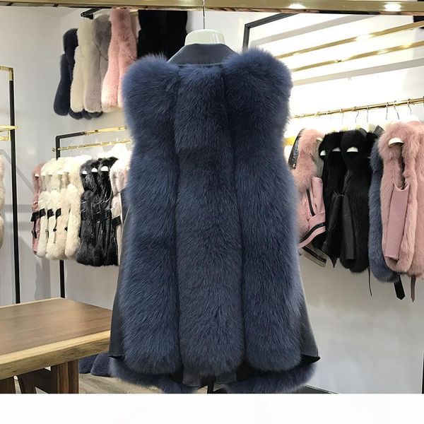 

women real fur vest winter genuine fur waistcoat middle length fashion gilet natural russian coats vest real, Black