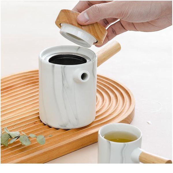 

ceramic tea pot japanese style teapot coffee chinese green tea da hong pao milk oolong puer porcelain wooden habdle tea bbyfet