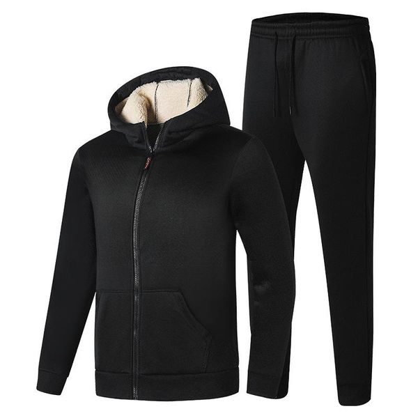 

running sets large men's hooded sweater baseball suit cashmere coat, Black;blue