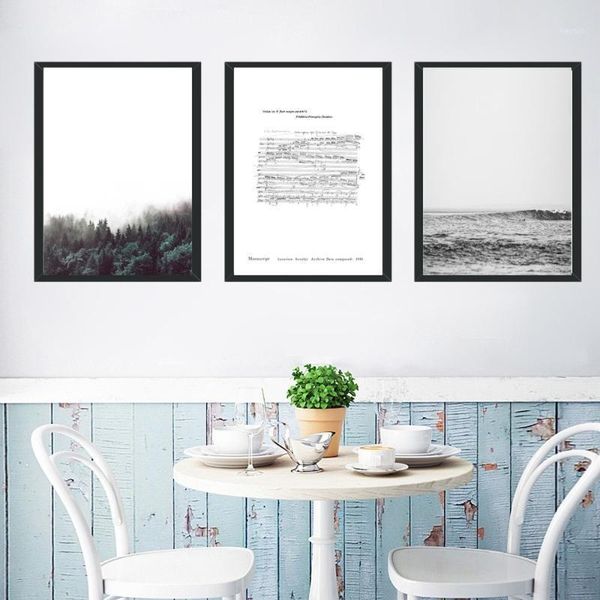 

paintings simple landscape wall art canvas painting forest sea music sheet posters family bedroom living room decoration pictures1