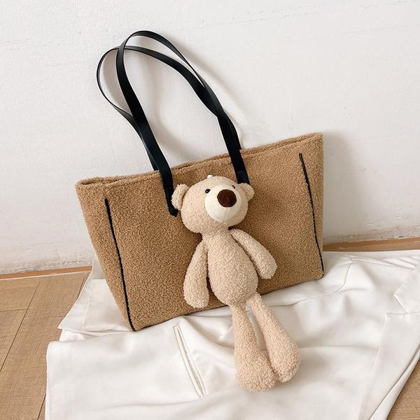 

cartoon bear plush bag 2020 new women shoulder bag large capacity autumn and winter fashion shopping package b889