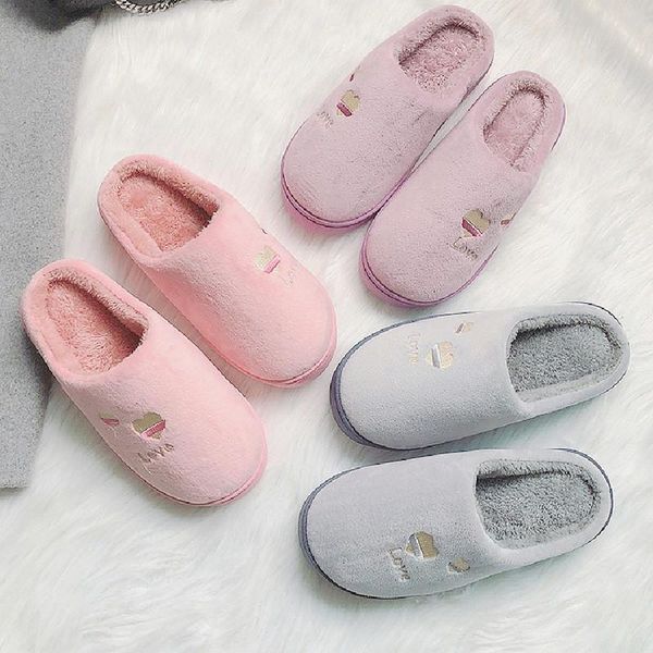 

slippers fashionable cute lady plush home soft warm couple non-slip comfortable shoes winter large indoor flat, Black