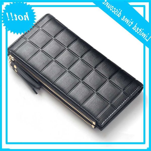 

portfolio for girls telephone with double rits holders money tas dames wallet slender portfolios women carteras, Red;black