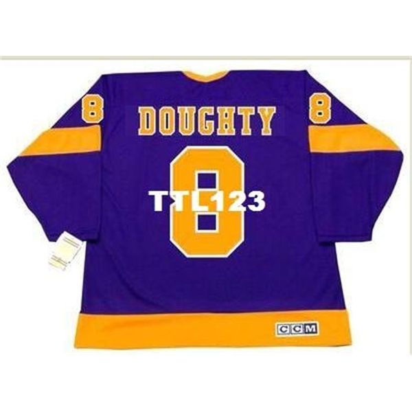 

740 #8 drew doughty los angeles kings 1970's.1980 ccm vintage home hockey jersey or custom any name or number retro jersey, Black