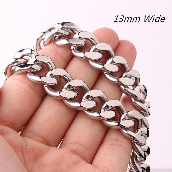 

13mm curb cuban link chain for fashion men 316l stainless steel necklace jewelry 7-40inch, Silver