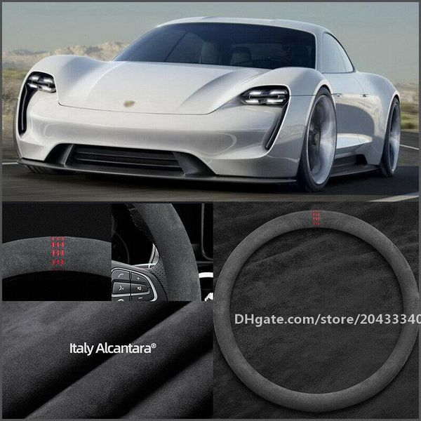

38cm non-slip black alcantara suede car steering wheel cover for porsche taycan