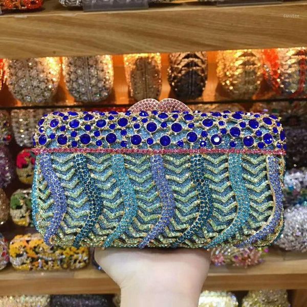 

evening bags xiyuan women blue clutch bag purple diamond female crystal day wedding purse party banquet gold silver clutches1