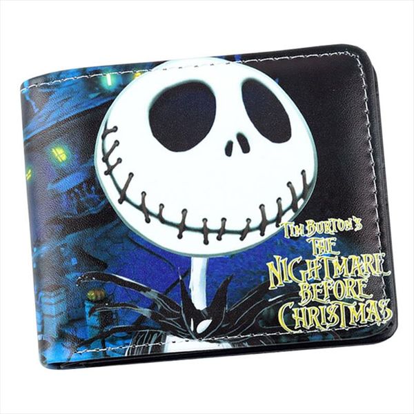 

anime nightmare before christmas wallet jack skellington wallet short purse bag drop shipping high quality, Red;black