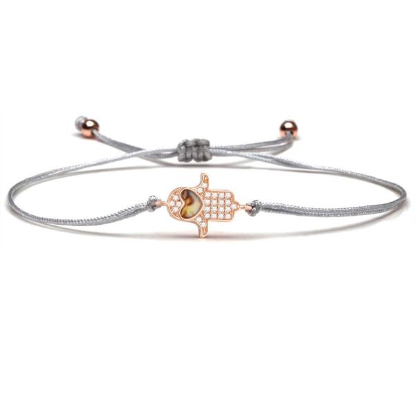 

charm bracelets sparkling white cubic zirconia stones hamsa hand peach love heart bracelet for women rose-gold cz crystal jewelry present, Golden;silver