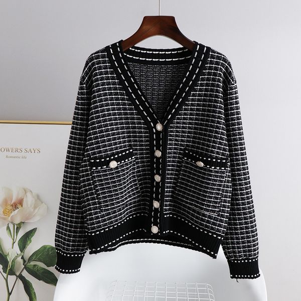 

2021 fashion new spring autumn women knitted with pocket outwear female sweater cardigan for a7ls, White;black