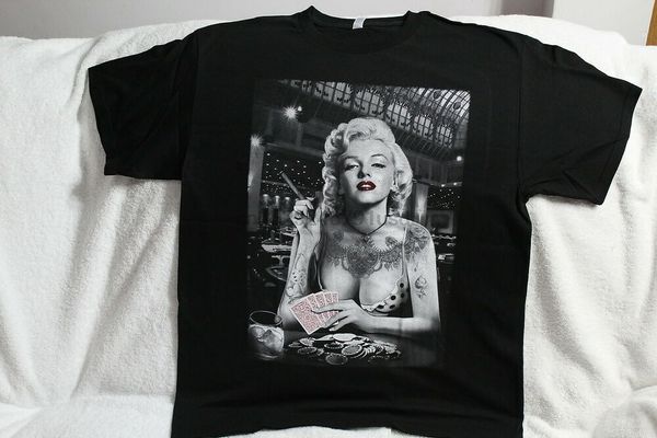

marilyn monroe casino gambling cards smoking tattoo t-shirt sport hooded sweatshirt hoodie