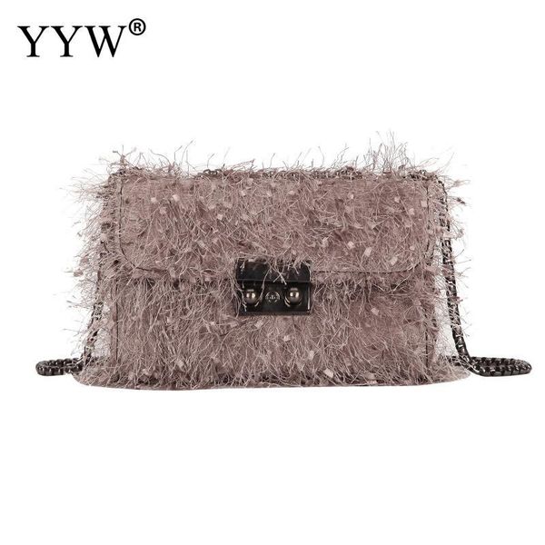 

yyw 2020 fashion cotton tassels shoulder bag women chain crossbody bags women shoulder handbag purse female