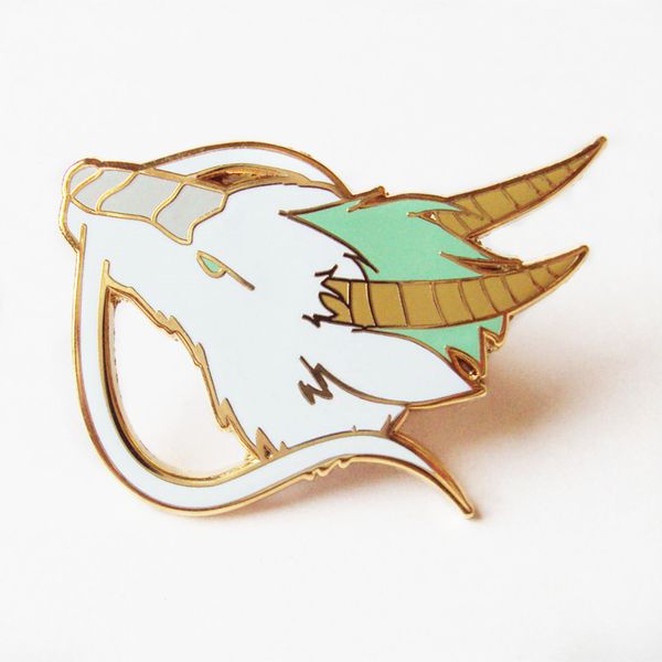 

kohaku enamel pin spirited aways white dragon brooch anime fan collectible medal cute fashion animal pins unique jewelry gift, Gray