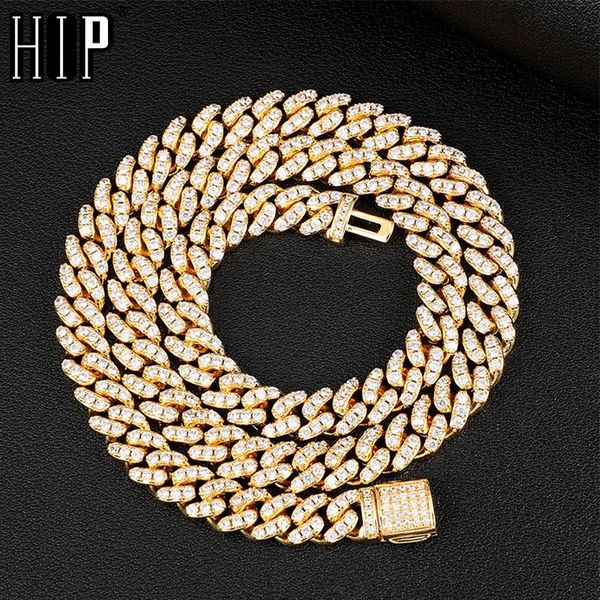 

hip hop 8mm bling iced out box buckle cuban chain copper setting + cubic zirconia stones necklace for men women jewelry, Silver