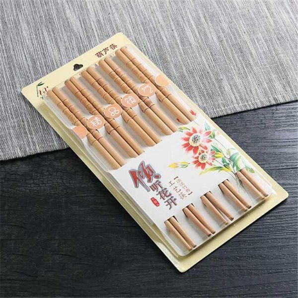 

chinese style chopsticks 10 pairs creative natural handmade wood chopsticks set kitchen practical dinnerwares1