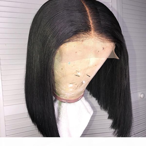 

4x4 lace closure wig bob virgin brazilian straight real short bob lace front 4x4 human hair wigs for black women pre plucked, Black;brown