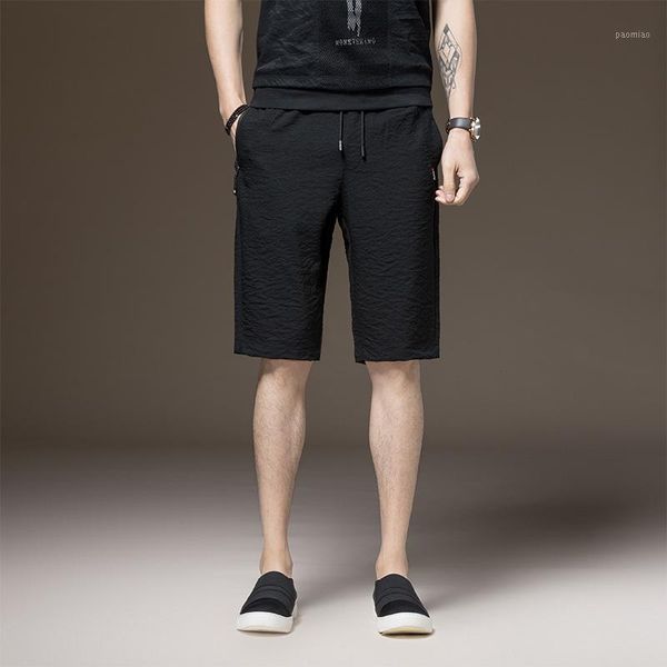 

mrmt 2019 brand summer new men's pure casual five-cent loose middle short pants for male zipper pocket1, Black
