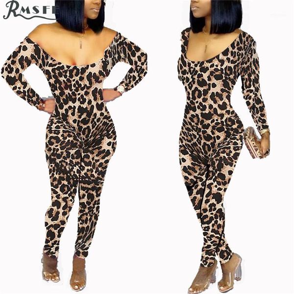 

rmsfe 2020 energetic deep v-neck rompers womens jumpsuit fashion full sleeve leopard print jumpsuits1, Black;white